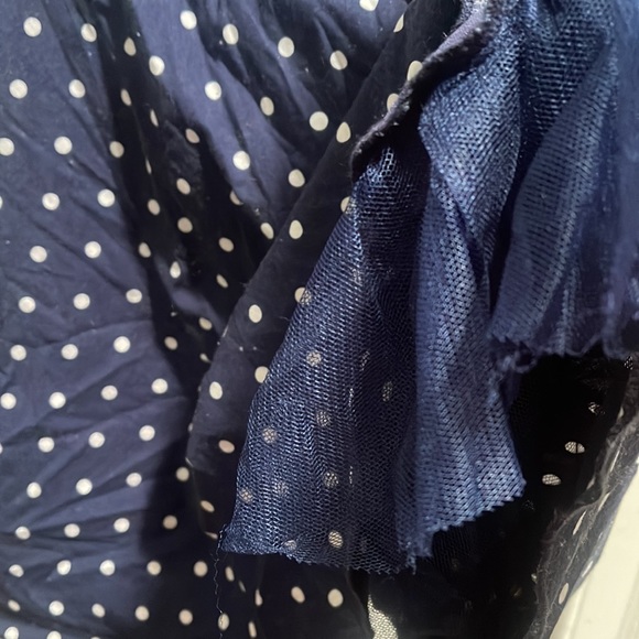 Navy blue polka dot dress with crinoline layer - Picture 2 of 5